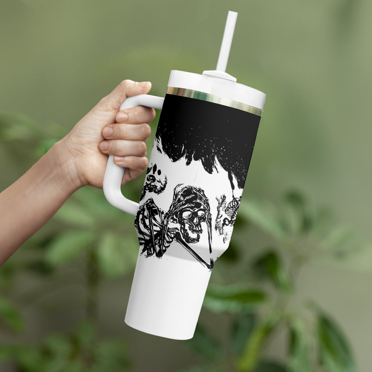 Fire Skull Tumbler With Handle Scream In Fire - Wonder Print Shop