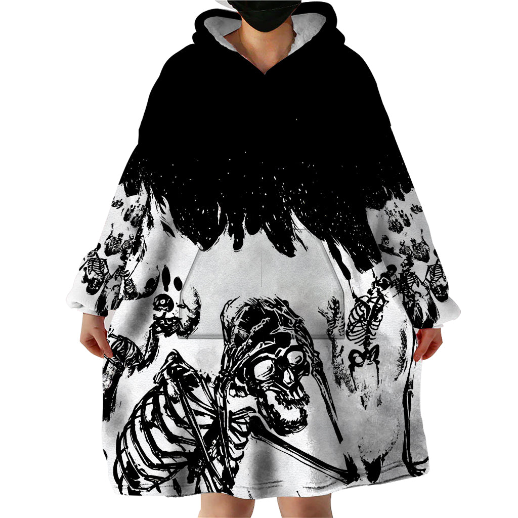 Fire Skull Wearable Blanket Hoodie Scream In Fire - Wonder Print Shop