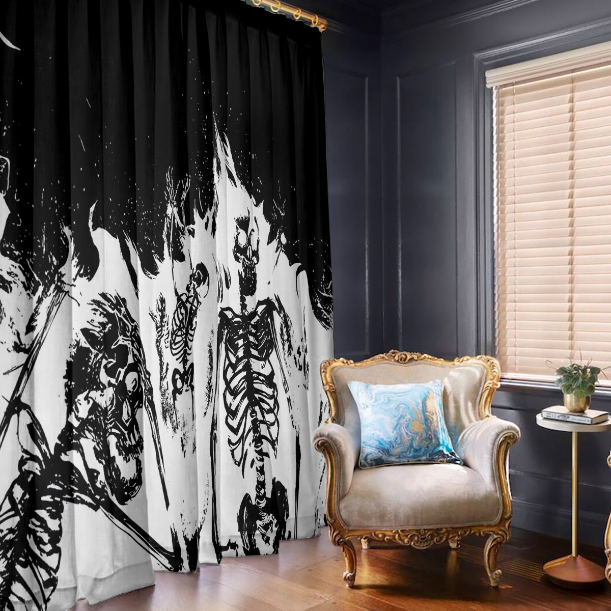 Fire Skull Window Curtain Scream In Fire - Wonder Print Shop