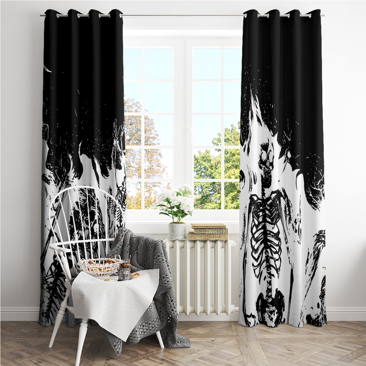 Fire Skull Window Curtain Scream In Fire - Wonder Print Shop