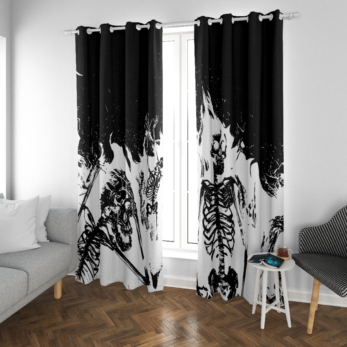 Fire Skull Window Curtain Scream In Fire - Wonder Print Shop