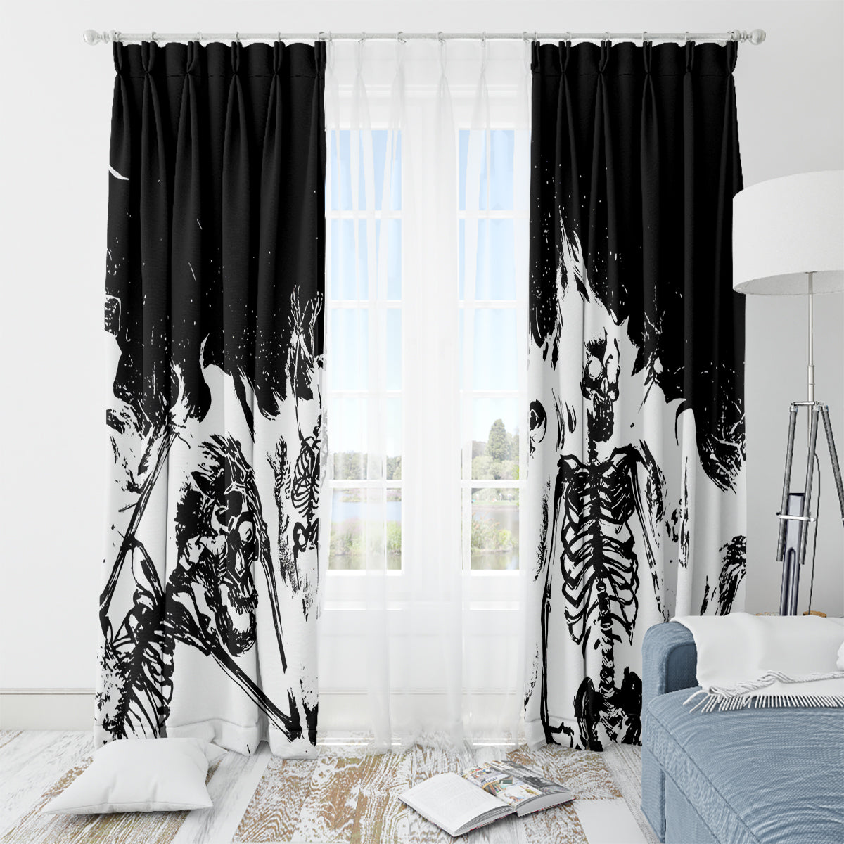 Fire Skull Window Curtain Scream In Fire - Wonder Print Shop