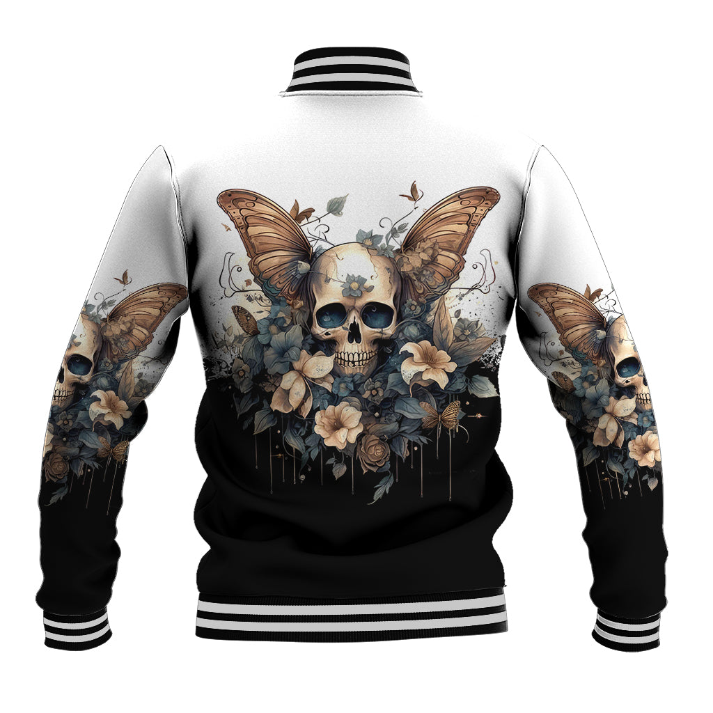 Butterfly Skull Baseball Jacket Flower Butterfly Gothic Skull - Wonder Print Shop