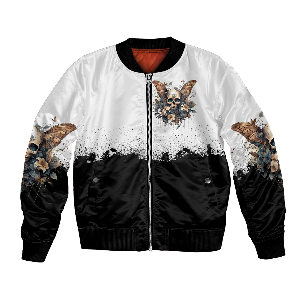 Butterfly Skull Bomber Jacket Flower Butterfly Gothic Skull - Wonder Print Shop