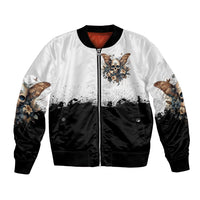 Butterfly Skull Bomber Jacket Flower Butterfly Gothic Skull - Wonder Print Shop