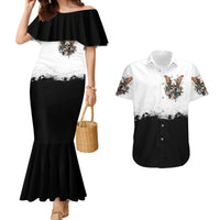 Butterfly Skull Couples Matching Mermaid Dress and Hawaiian Shirt Flower Butterfly Gothic Skull - Wonder Print Shop