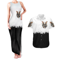 Butterfly Skull Couples Matching Tank Maxi Dress and Hawaiian Shirt Flower Butterfly Gothic Skull - Wonder Print Shop