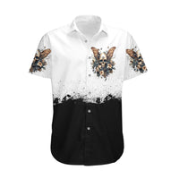 Butterfly Skull Hawaiian Shirt Flower Butterfly Gothic Skull - Wonder Print Shop