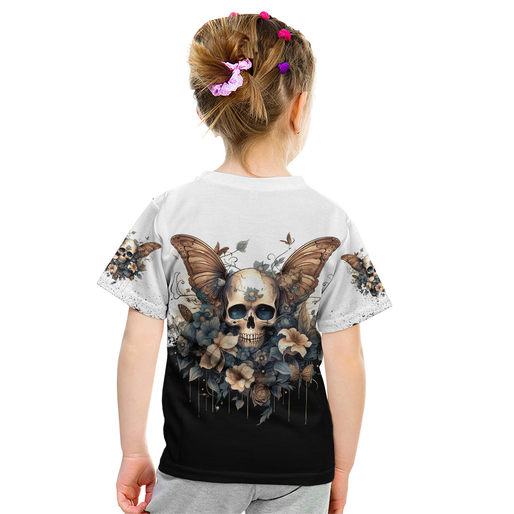 Butterfly Skull Kid T Shirt Flower Butterfly Gothic Skull - Wonder Print Shop
