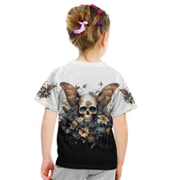 Butterfly Skull Kid T Shirt Flower Butterfly Gothic Skull - Wonder Print Shop