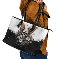 Butterfly Skull Leather Tote Bag Flower Butterfly Gothic Skull - Wonder Print Shop