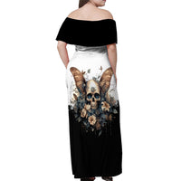 Butterfly Skull Off Shoulder Maxi Dress Flower Butterfly Gothic Skull - Wonder Print Shop