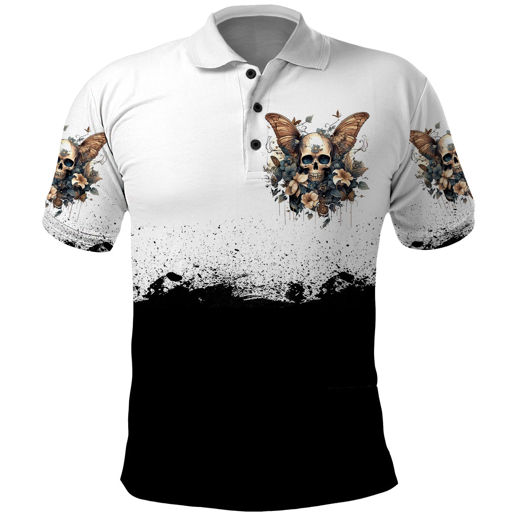 Butterfly Skull Polo Shirt Flower Butterfly Gothic Skull - Wonder Print Shop