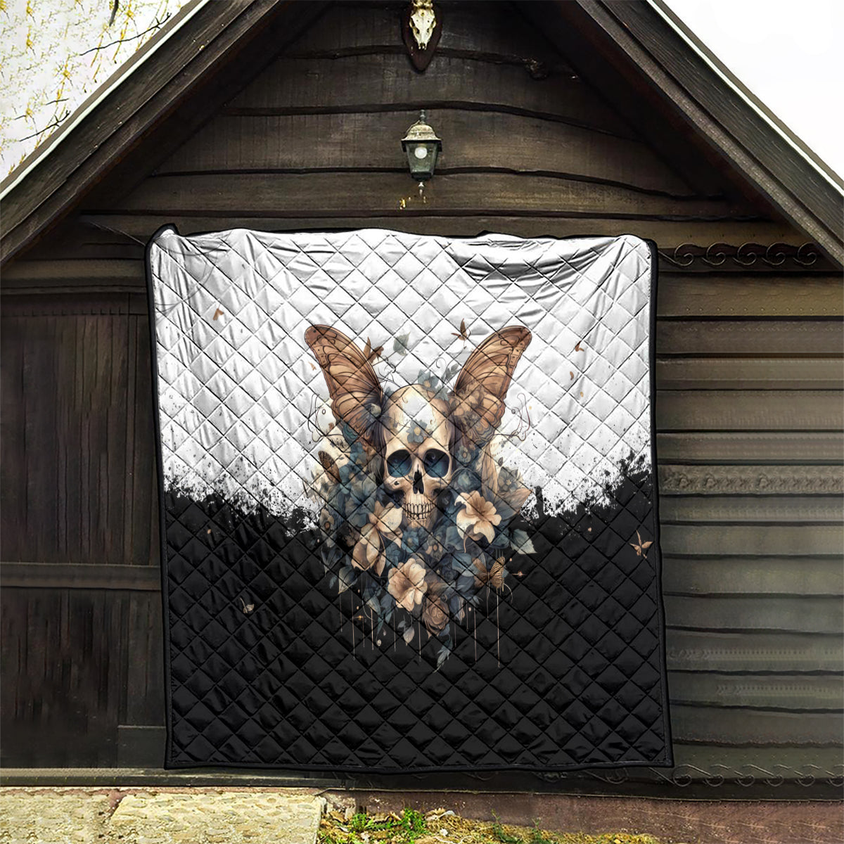 Butterfly Skull Quilt Flower Butterfly Gothic Skull - Wonder Print Shop