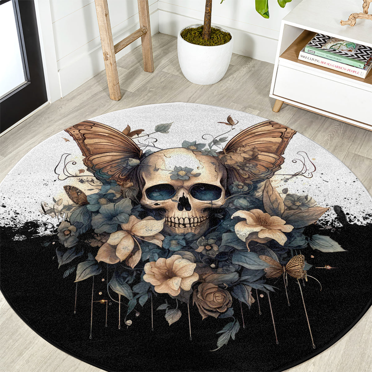 butterfly-skull-round-carpet-flower-butterfly-gothic-skull
