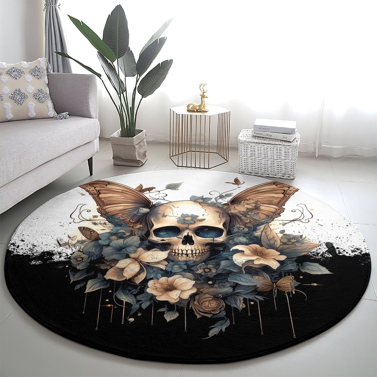 butterfly-skull-round-carpet-flower-butterfly-gothic-skull