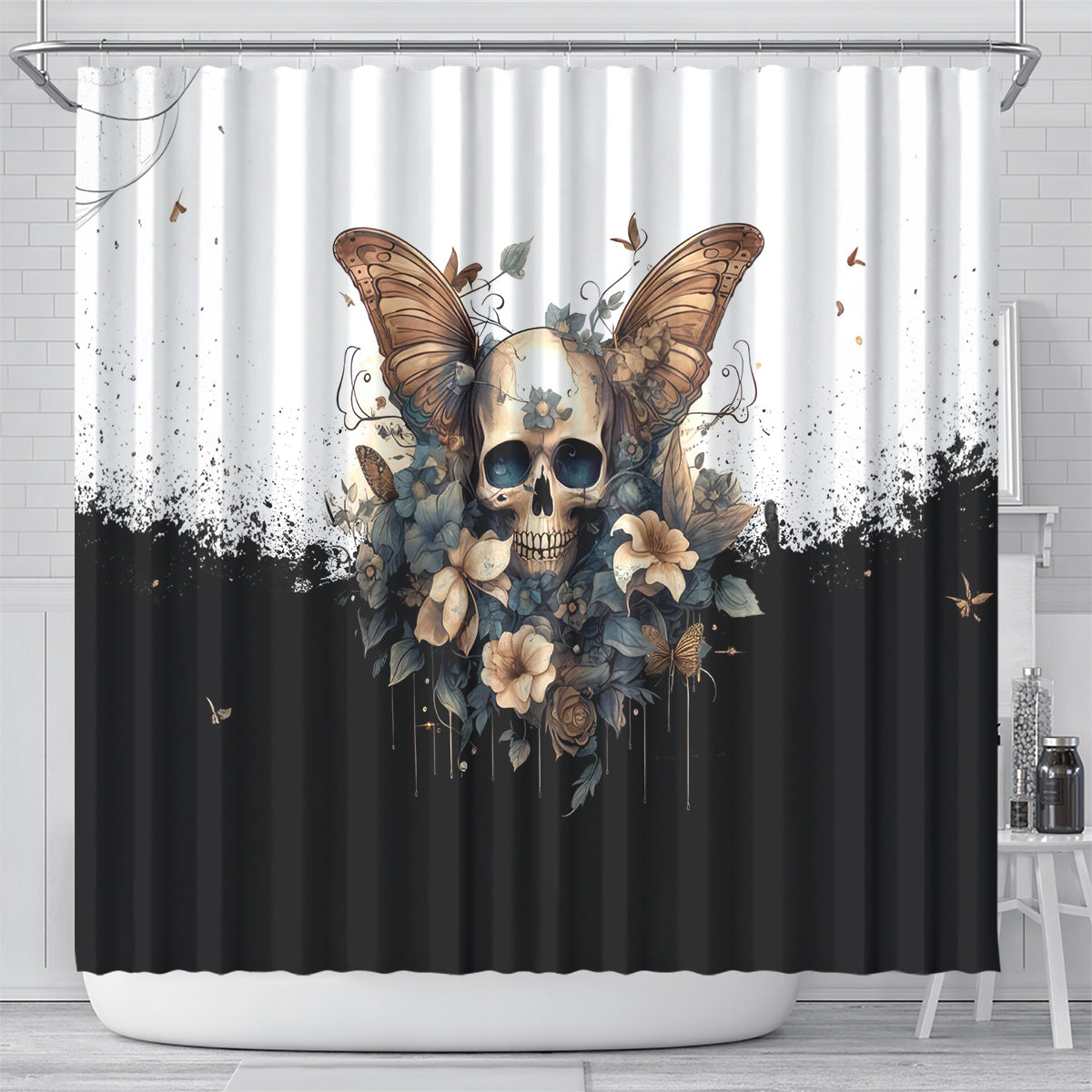 butterfly-skull-shower-curtain-flower-butterfly-gothic-skull