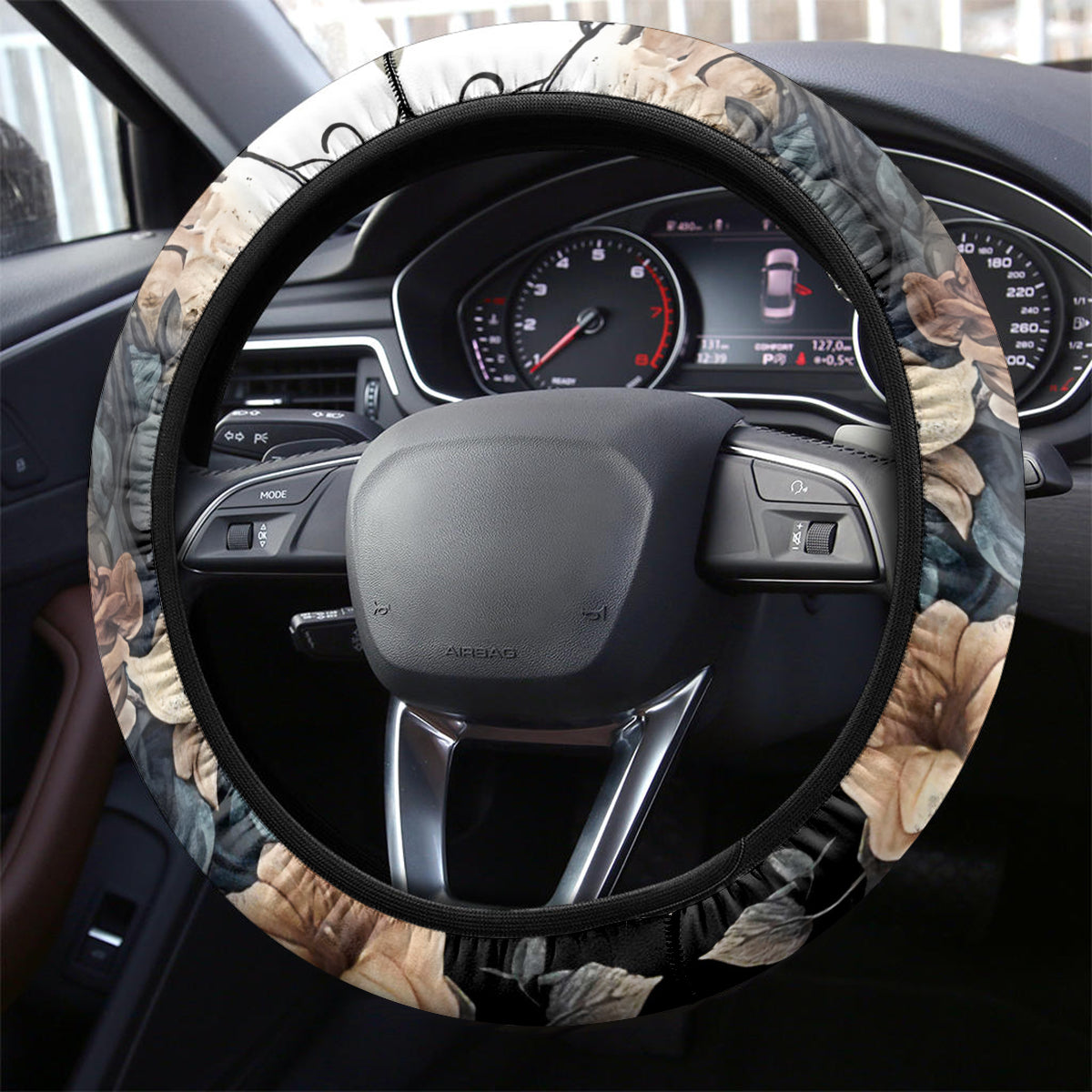 Butterfly Skull Steering Wheel Cover Flower Butterfly Gothic Skull - Wonder Print Shop