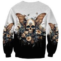 Butterfly Skull Sweatshirt Flower Butterfly Gothic Skull - Wonder Print Shop