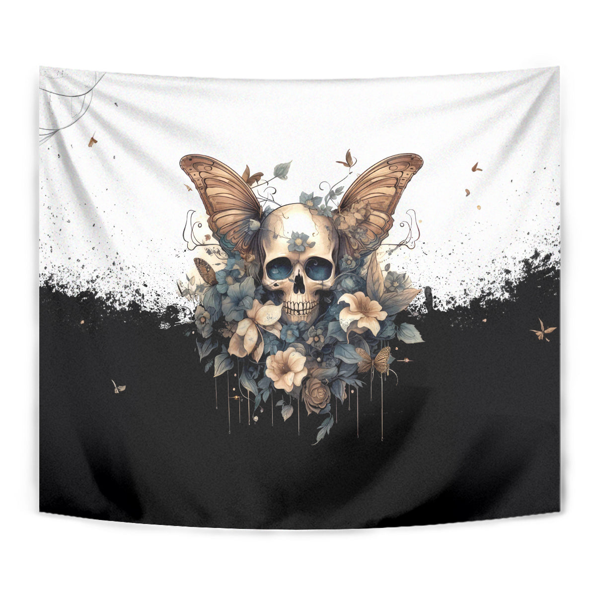Butterfly Skull Tapestry Flower Butterfly Gothic Skull - Wonder Print Shop
