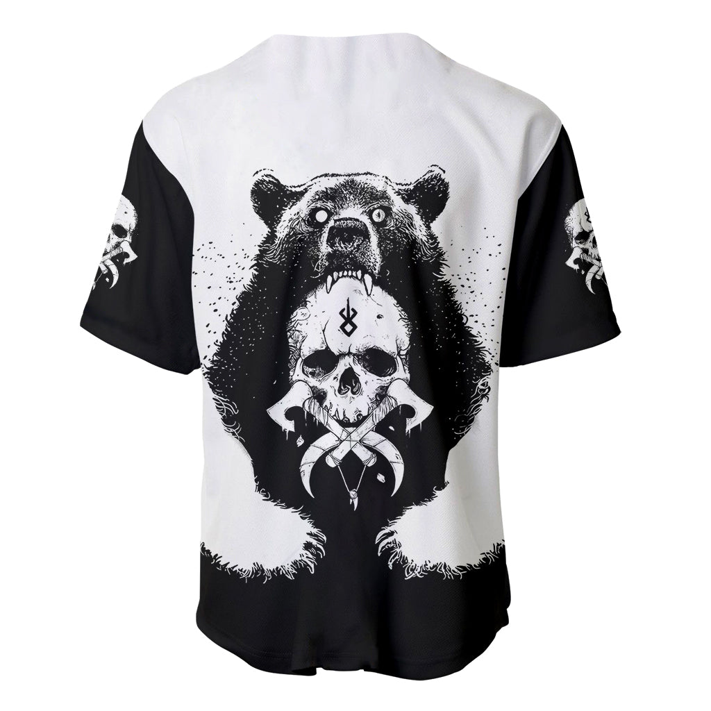 Viking Skull Baseball Jersey Bear Viking Cross Skull - Wonder Print Shop