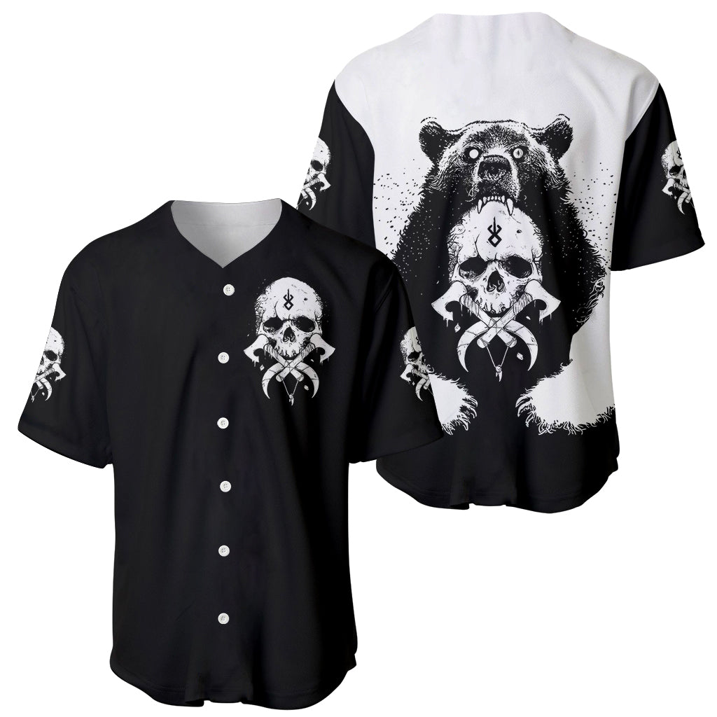 Viking Skull Baseball Jersey Bear Viking Cross Skull - Wonder Print Shop