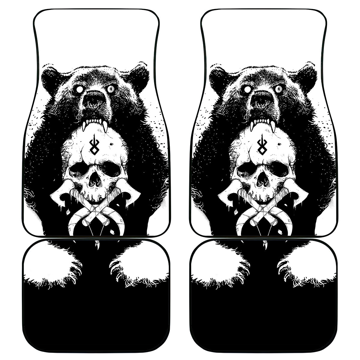 Viking Skull Car Mats Bear Viking Cross Skull - Wonder Print Shop