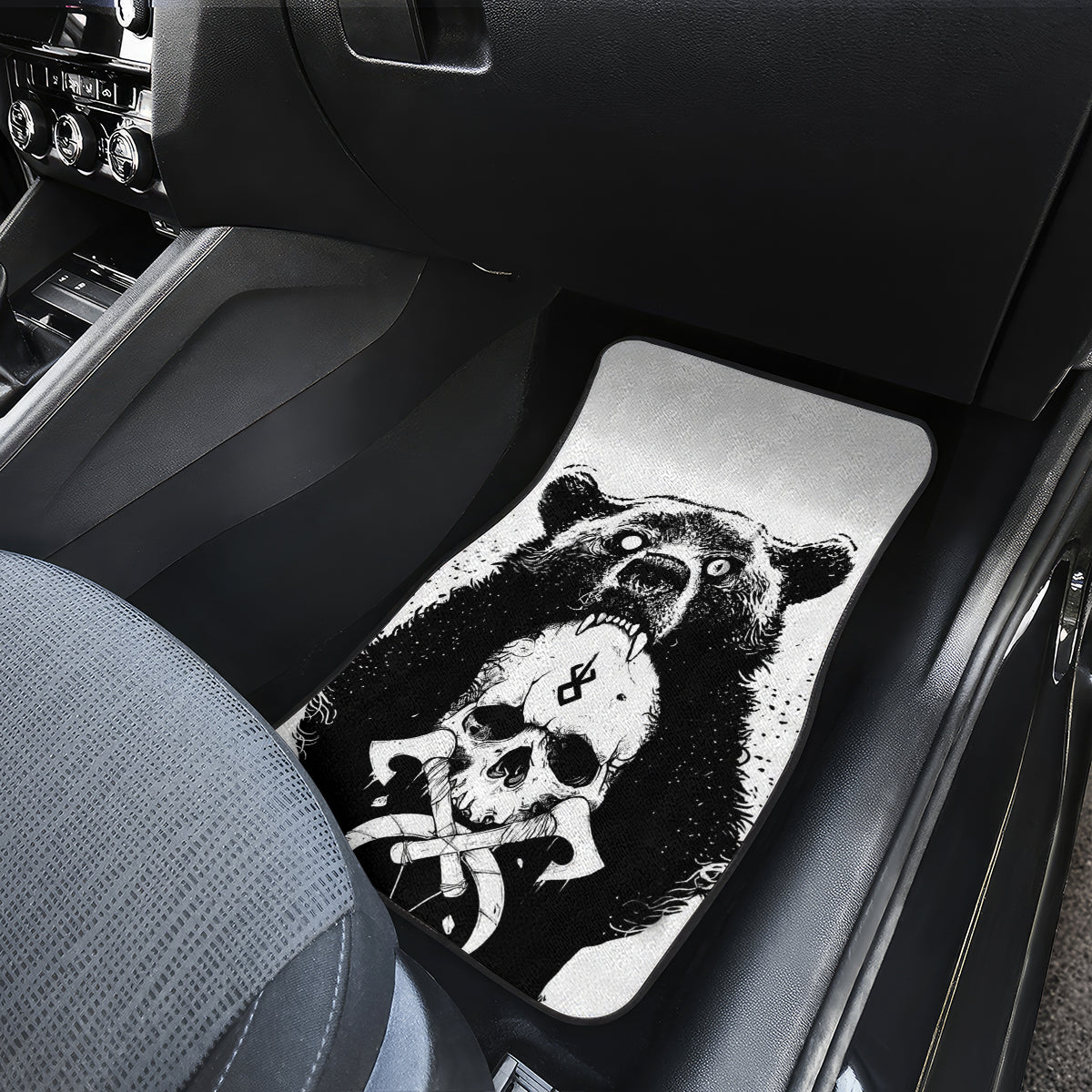 Viking Skull Car Mats Bear Viking Cross Skull - Wonder Print Shop