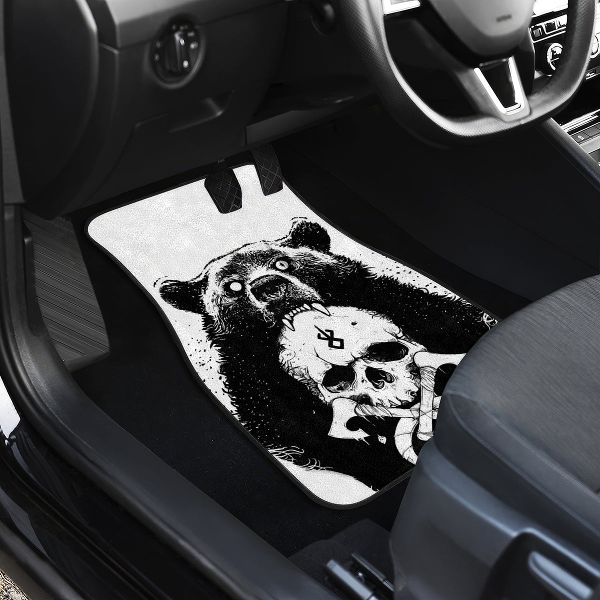 Viking Skull Car Mats Bear Viking Cross Skull - Wonder Print Shop