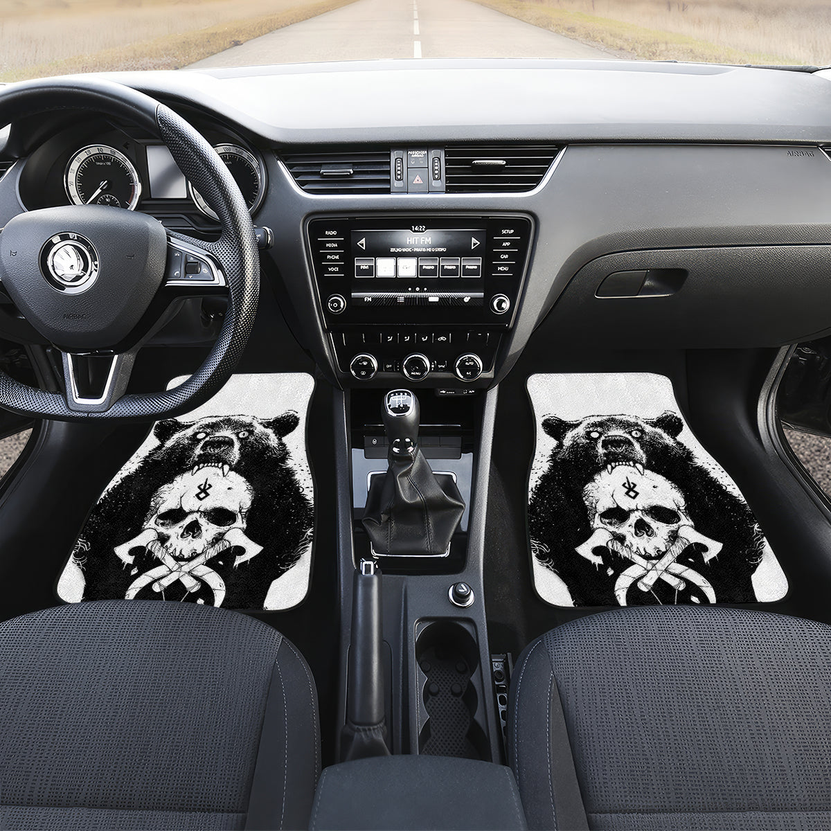 Viking Skull Car Mats Bear Viking Cross Skull - Wonder Print Shop