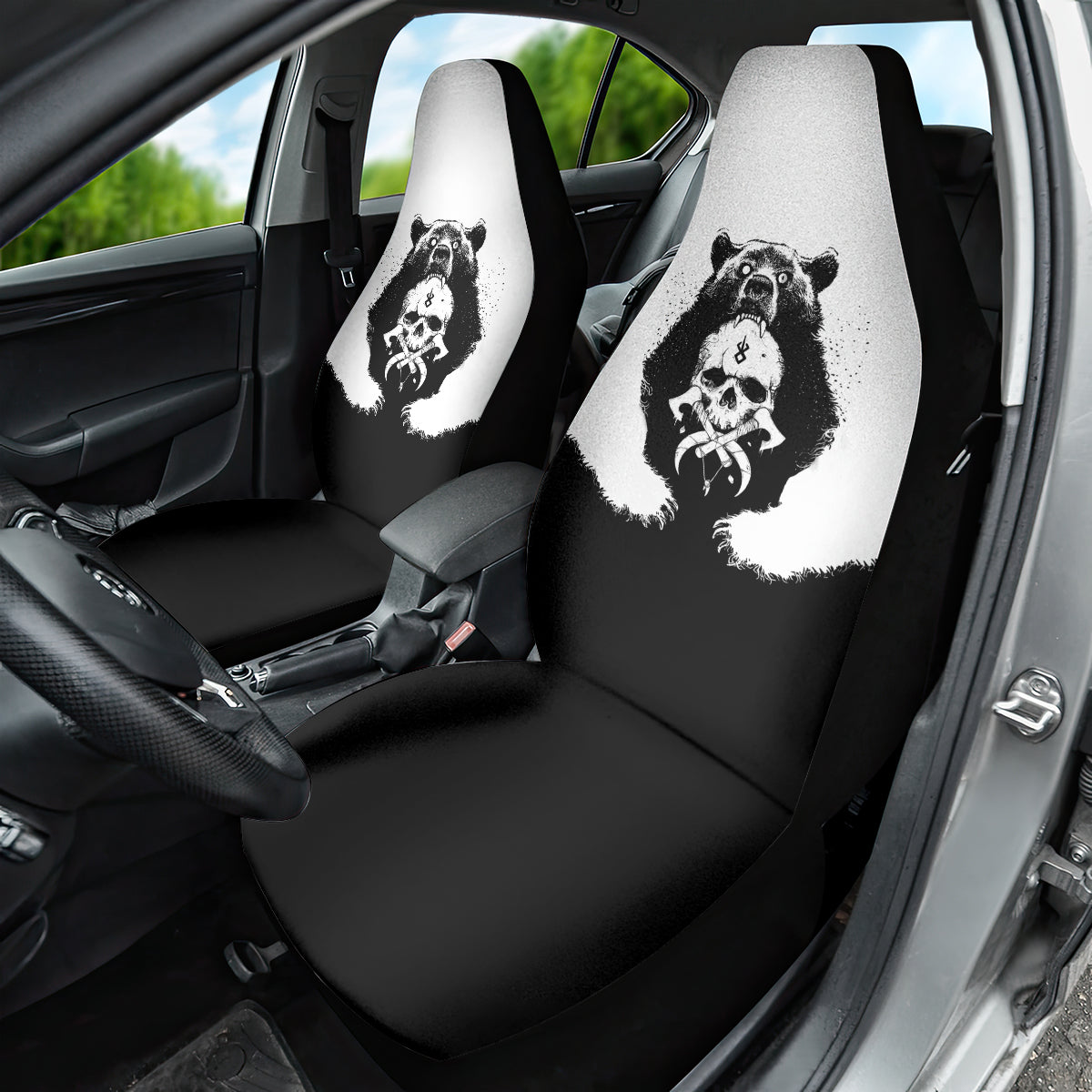 Viking Skull Car Seat Cover Bear Viking Cross Skull - Wonder Print Shop