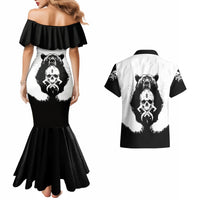 Viking Skull Couples Matching Mermaid Dress and Hawaiian Shirt Bear Viking Cross Skull - Wonder Print Shop