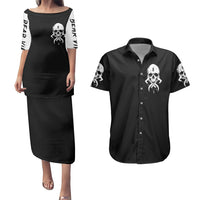 Viking Skull Couples Matching Puletasi Dress and Hawaiian Shirt Bear Viking Cross Skull - Wonder Print Shop