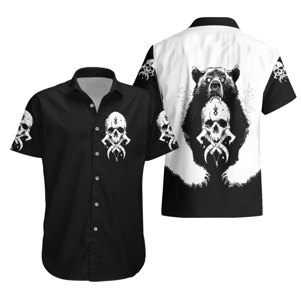 Viking Skull Hawaiian Shirt Bear Viking Cross Skull - Wonder Print Shop