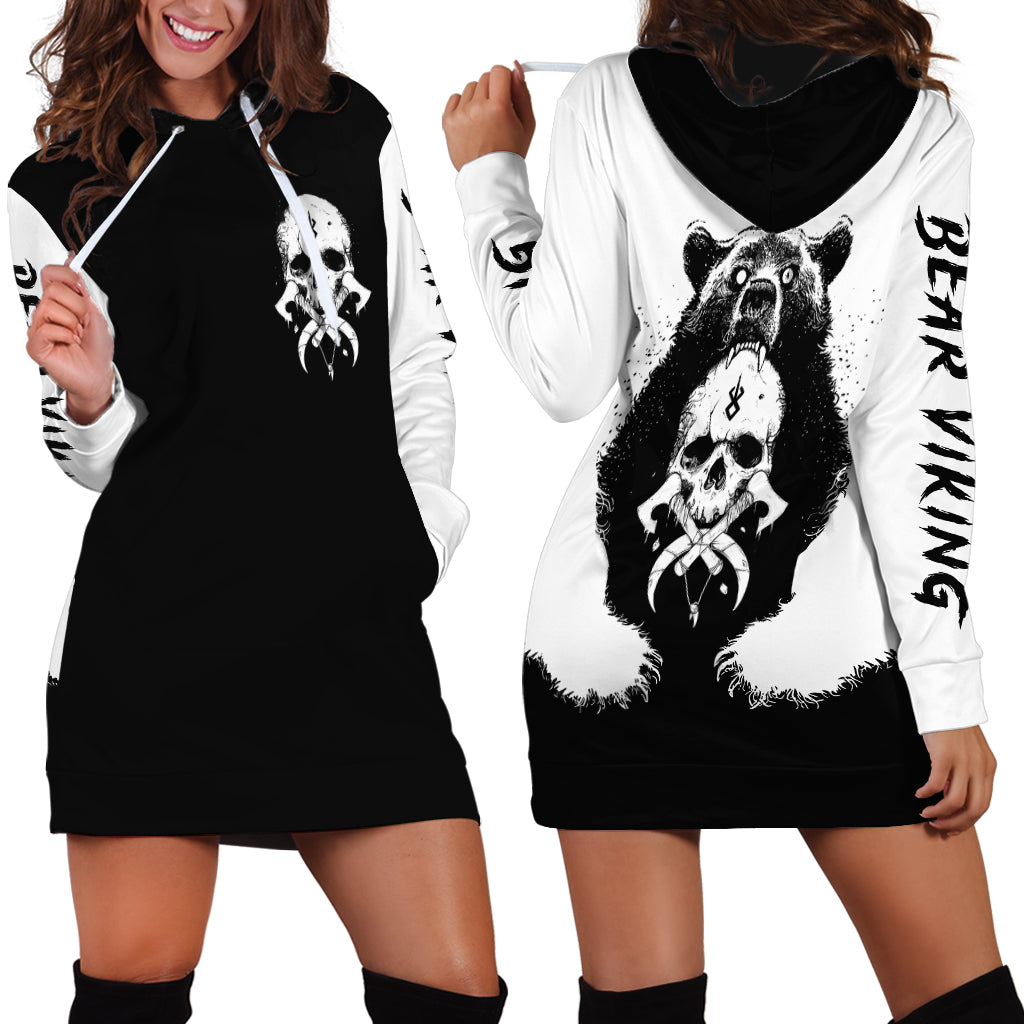 Viking Skull Hoodie Dress Bear Viking Cross Skull - Wonder Print Shop