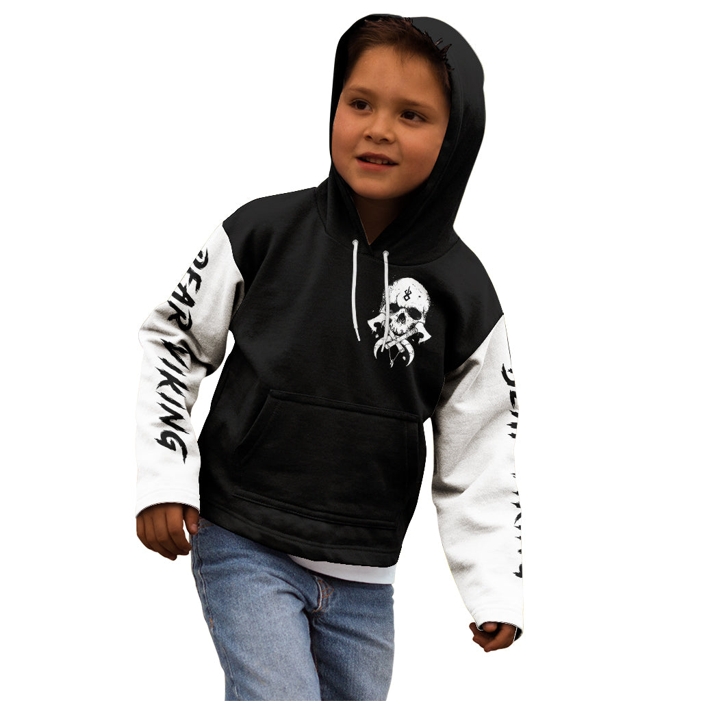Viking Skull Kid Hoodie Bear Viking Cross Skull - Wonder Print Shop