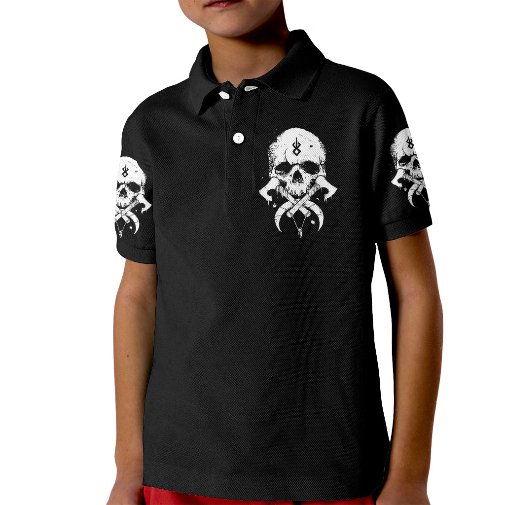 Viking Skull Kid Polo Shirt Bear Viking Cross Skull - Wonder Print Shop