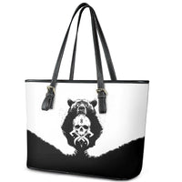 Viking Skull Leather Tote Bag Bear Viking Cross Skull - Wonder Print Shop