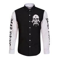 Viking Skull Long Sleeve Button Shirt Bear Viking Cross Skull - Wonder Print Shop