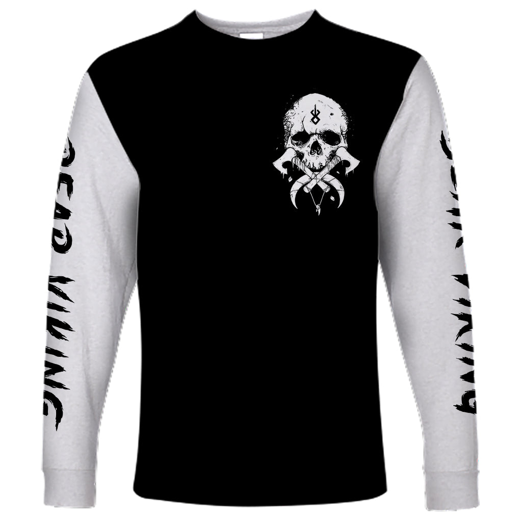 Viking Skull Long Sleeve Shirt Bear Viking Cross Skull - Wonder Print Shop