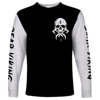 Viking Skull Long Sleeve Shirt Bear Viking Cross Skull - Wonder Print Shop
