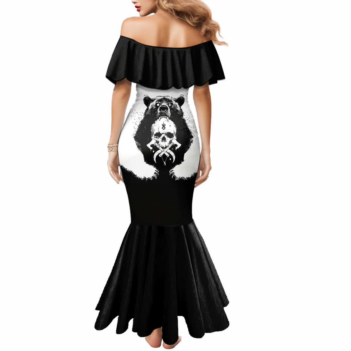 Viking Skull Mermaid Dress Bear Viking Cross Skull - Wonder Print Shop
