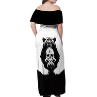 Viking Skull Off Shoulder Maxi Dress Bear Viking Cross Skull - Wonder Print Shop