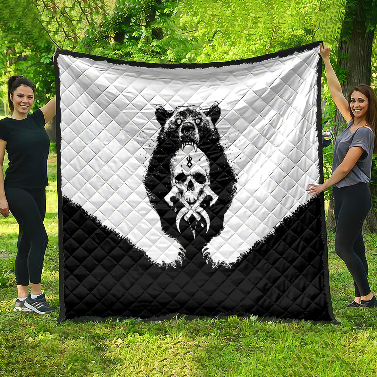 Viking Skull Quilt Bear Viking Cross Skull - Wonder Print Shop
