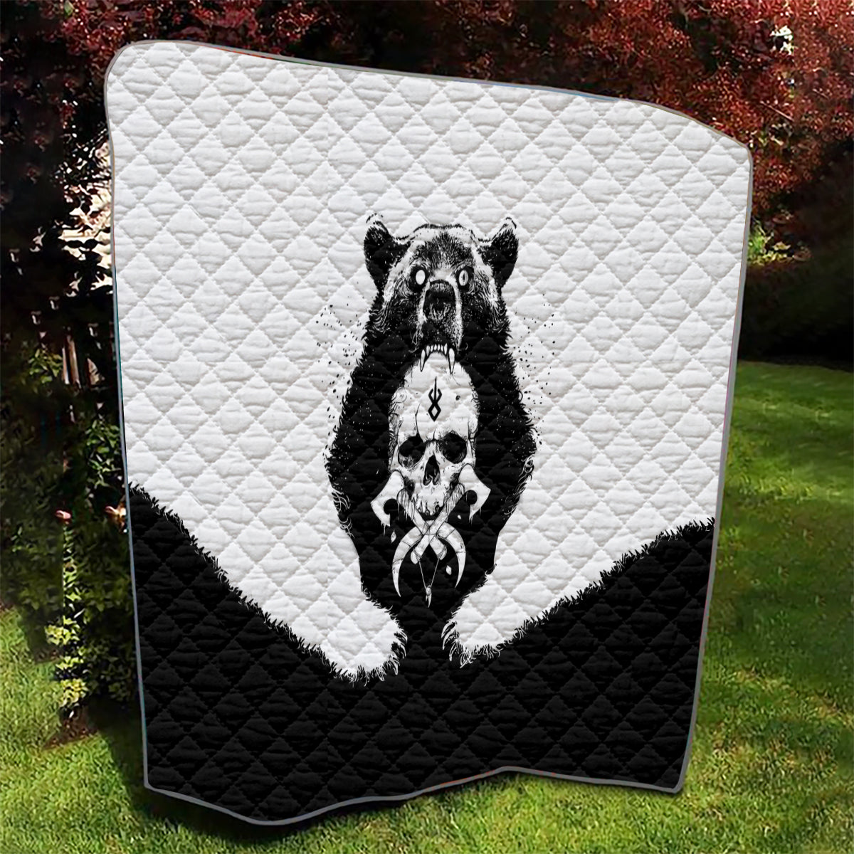 Viking Skull Quilt Bear Viking Cross Skull - Wonder Print Shop
