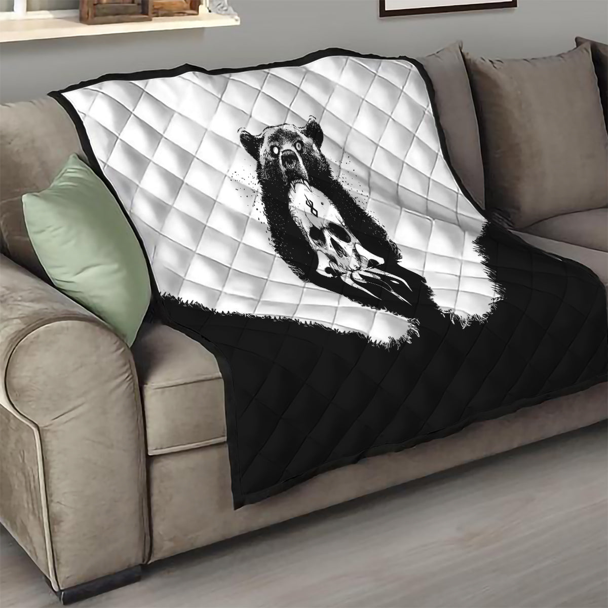 Viking Skull Quilt Bear Viking Cross Skull - Wonder Print Shop