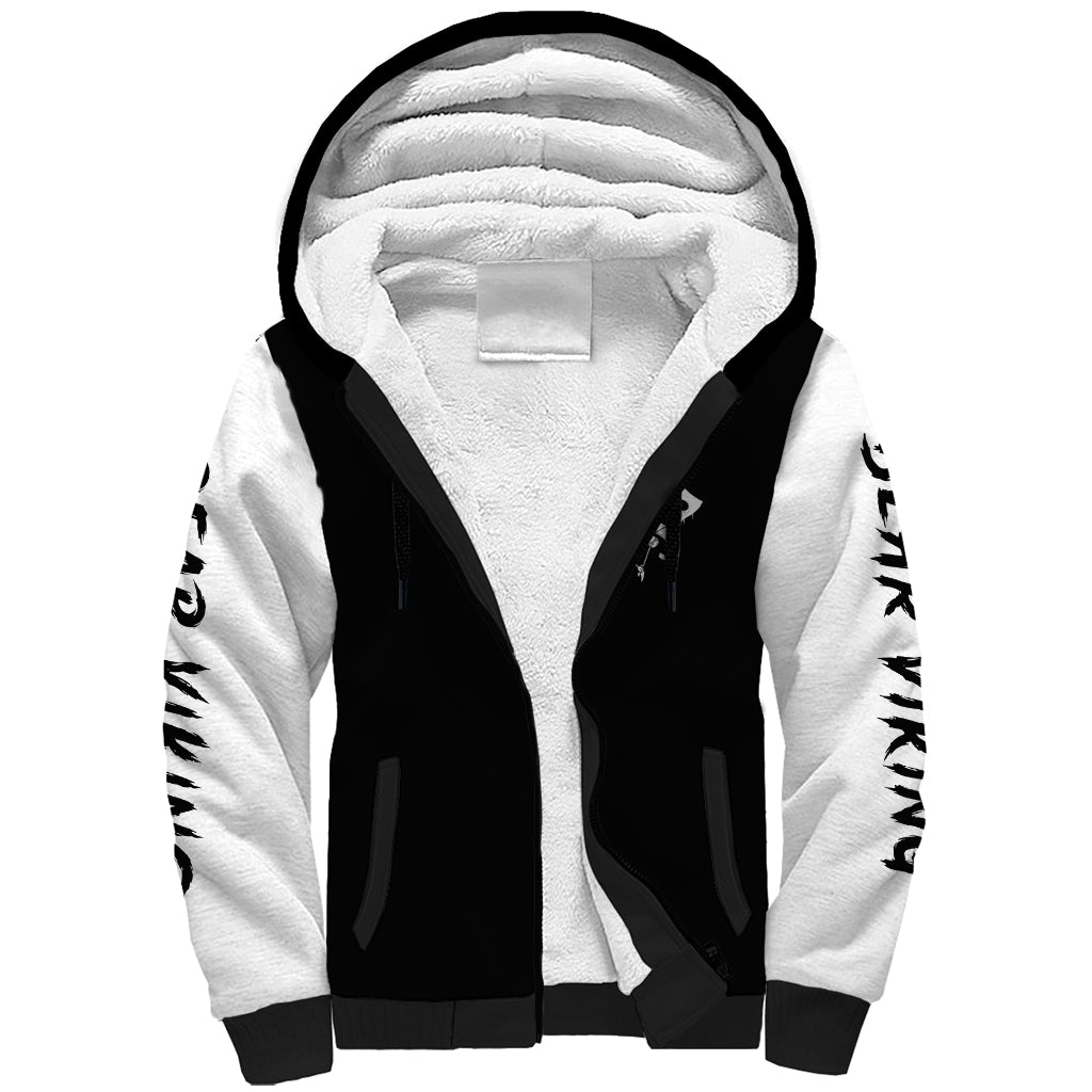 Viking Skull Sherpa Hoodie Bear Viking Cross Skull - Wonder Print Shop