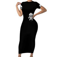 Viking Skull Short Sleeve Bodycon Dress Bear Viking Cross Skull - Wonder Print Shop