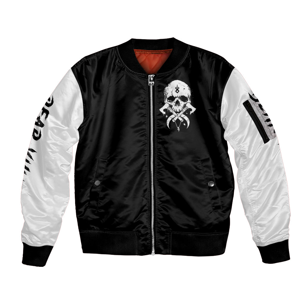 Viking Skull Sleeve Zip Bomber Jacket Bear Viking Cross Skull - Wonder Print Shop