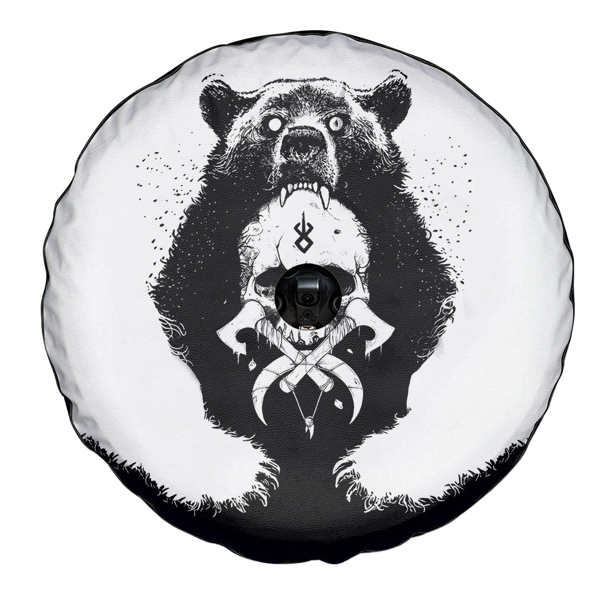 Viking Skull Spare Tire Cover Bear Viking Cross Skull - Wonder Print Shop